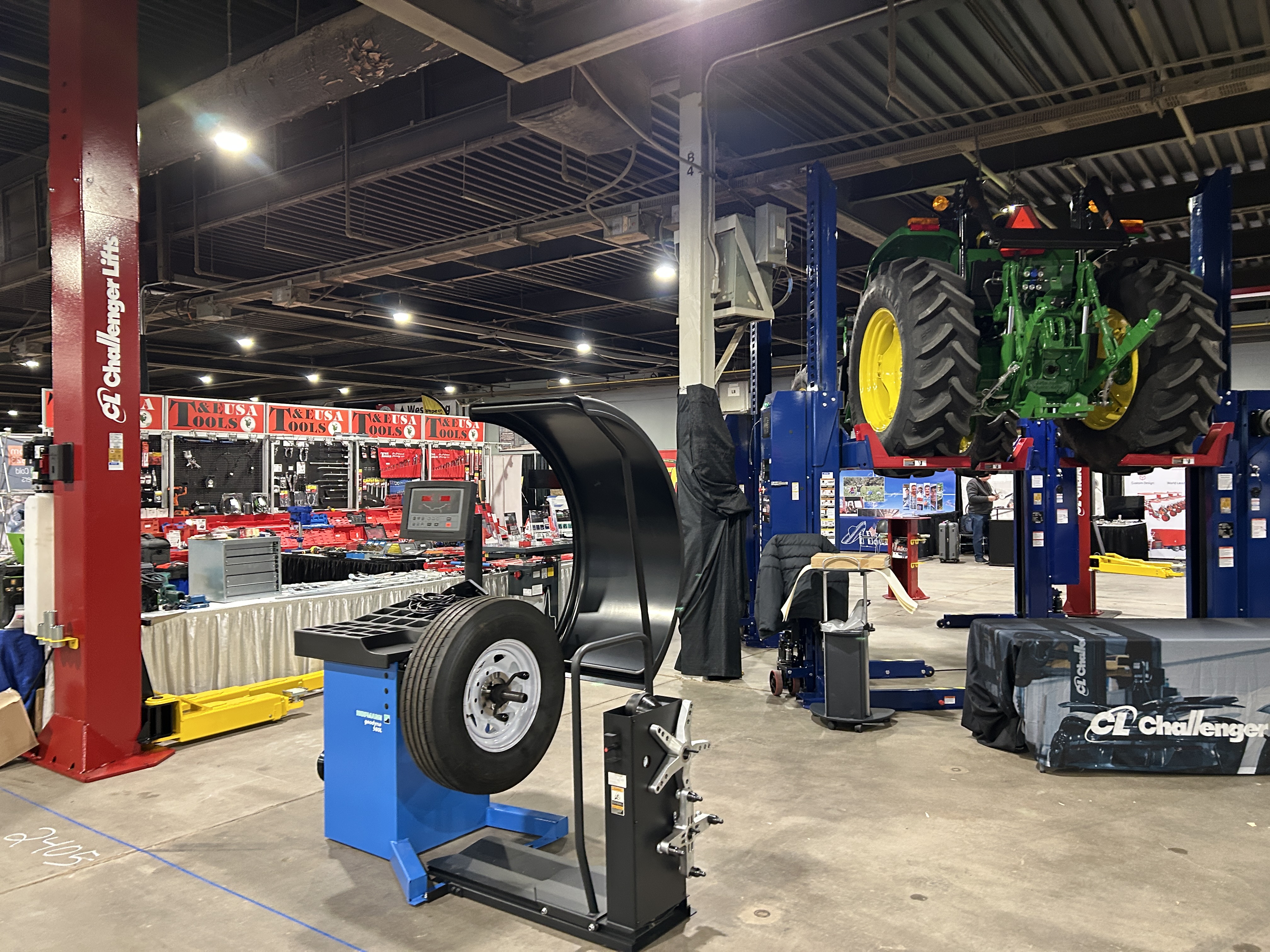 Hofmann wheel balancer, and Challanger Lifts lifts at the National Farm Machinery Show